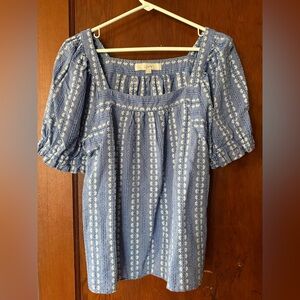 LOFT Blue and White Floral Blouse